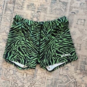 Asics Black and Green Patterned Shorts